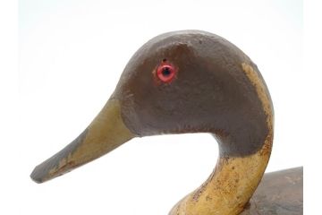 1940年代　フランス　つぶらな瞳が可愛らしい木製デコイ2羽セット(つがい、鴨、置物、置き物、模型、ディスプレイ、インテリア)(R-061887)