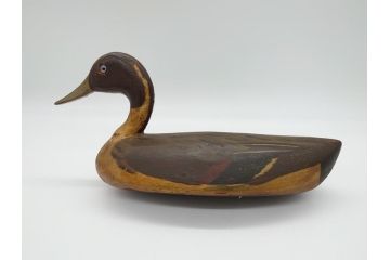 1940年代　フランス　つぶらな瞳が可愛らしい木製デコイ2羽セット(つがい、鴨、置物、置き物、模型、ディスプレイ、インテリア)(R-061887)