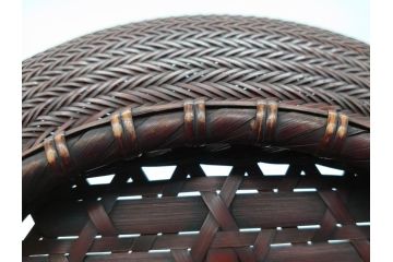竹旬斎　在銘　竹細工　使い込むほどに深みが出る美しい編み目の竹花籠(花入れ、花器、竹編、竹工芸、竹籠)(R-061889)