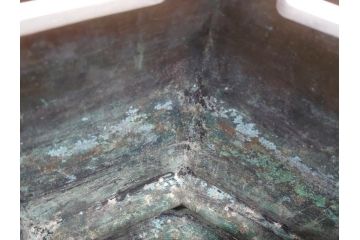 明治〜大正　六角　使い込むほどに味の出る古銅火鉢1対(手あぶり、鉢カバー、茶道具)(R-061898)