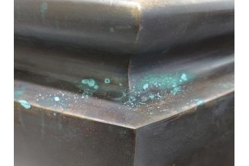 明治〜大正　六角　使い込むほどに味の出る古銅火鉢1対(手あぶり、鉢カバー、茶道具)(R-061898)