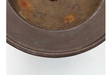 希少　江戸〜明治　金工師　松逢斎鋳　古銅　鳳凰　三足　使い込むほどに深みが増す水盤(花器、薄端)(R-061900)