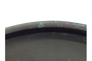 希少　江戸〜明治　金工師　松逢斎鋳　古銅　鳳凰　三足　使い込むほどに深みが増す水盤(花器、薄端)(R-061900)