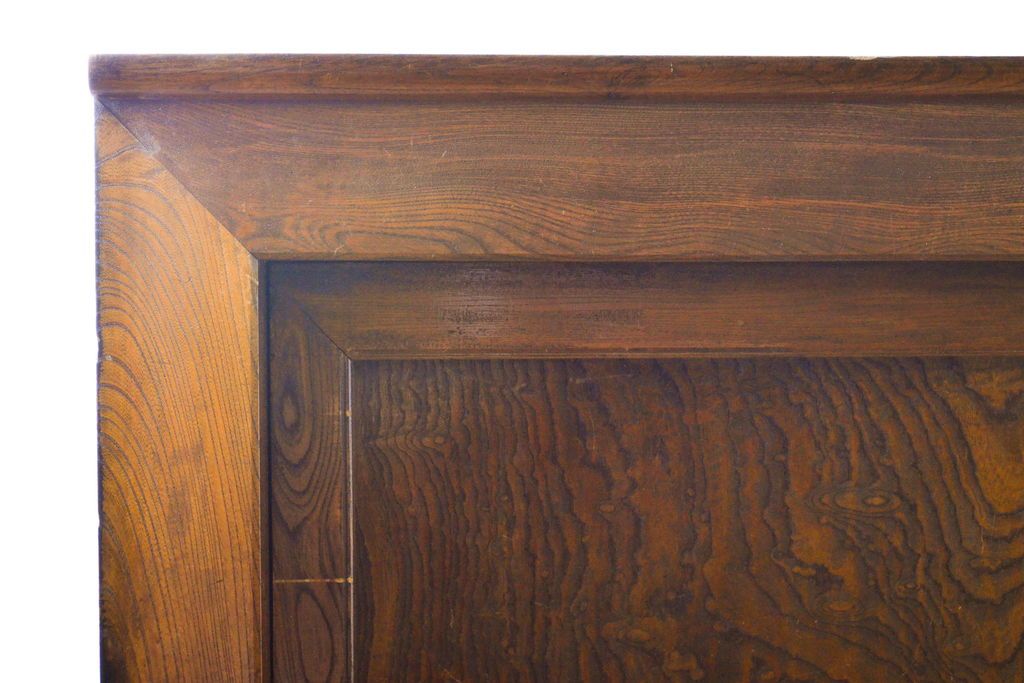 和製アンティーク 漆塗り 前面欅(ケヤキ)材 上質な空間を演出する六尺サイズの収納箪笥キャビネット(夜具箪笥、水屋箪笥、布団箪笥、食器棚、戸棚、収納棚、引き出し)(R-061907)