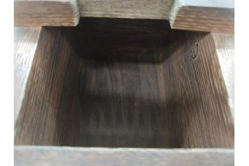 アンティーク雑貨　古民具・骨董　総栗材　古い質感が味のある銭箱(木箱、銭函、小物収納)(R-061925)