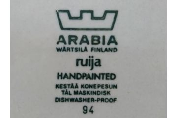 ARABIA FINLAND　Ruija(ルイージャ)　Ulla Procope(ウラ・プロコッペ)　優しさと温かみある絵付けが印象的なティーポット&クリーマー&シュガーポット(アラビア、フィンランド、Sモデル、ミルクジャグ、北欧食器)(R-061926)