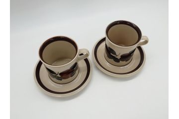 ARABIA FINLAND　Ruija(ルイージャ)　Ulla Procope(ウラ・プロコッペ)　優しさと温かみある絵付けが印象的なカップ&ソーサー2客セット(アラビア、フィンランド、Sモデル、北欧食器、C&S)(R-061929)
