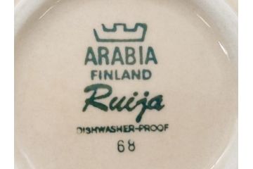 ARABIA FINLAND　Ruija(ルイージャ)　Ulla Procope(ウラ・プロコッペ)　優しさと温かみある絵付けが印象的なカップ&ソーサー2客セット(アラビア、フィンランド、Sモデル、北欧食器、C&S)(R-061929)