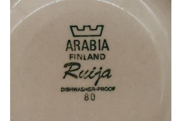 ARABIA FINLAND　Ruija(ルイージャ)　Ulla Procope(ウラ・プロコッペ)　優しさと温かみある絵付けが印象的なカップ&ソーサー3客セット(アラビア、フィンランド、Sモデル、北欧食器、C&S)(R-061947)