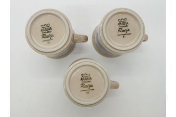 ARABIA FINLAND　Ruija(ルイージャ)　Ulla Procope(ウラ・プロコッペ)　優しさと温かみある絵付けが印象的なカップ&ソーサー3客セット(アラビア、フィンランド、Sモデル、北欧食器、C&S)(R-061948)