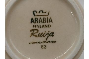 ARABIA FINLAND　Ruija(ルイージャ)　Ulla Procope(ウラ・プロコッペ)　優しさと温かみある絵付けが印象的なカップ&ソーサー3客セット(アラビア、フィンランド、Sモデル、北欧食器、C&S)(R-061948)