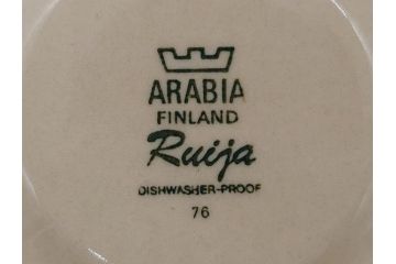 ARABIA FINLAND　Ruija(ルイージャ)　Ulla Procope(ウラ・プロコッペ)　優しさと温かみある絵付けが印象的なカップ&ソーサー3客セット(アラビア、フィンランド、Sモデル、北欧食器、C&S)(R-061948)