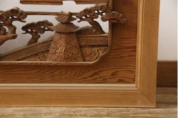 アンティーク建具　松　力強い存在感を放つ彫刻欄間1枚(明かり取り、明り取り)(R-061954)
