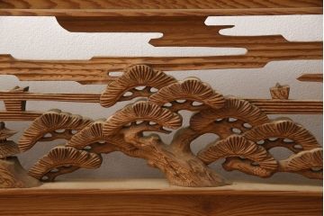 アンティーク建具　松　力強い存在感を放つ彫刻欄間1枚(明かり取り、明り取り)(R-061954)