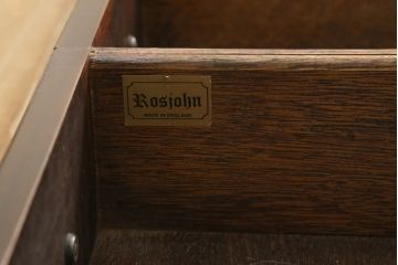 イギリスビンテージ　ロスジョン(ROSJOHN)　脚部まで凝ったデザインが高級感を醸し出すデスク(在宅用、ワークデスク、在宅ワーク用、両袖机、オフィスデスク、ヴィンテージ)(R-061957)