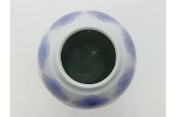佐倉焼　上瀧勝治　葆光布染彩磁　しっとりとした味わい深さが魅力の壺(共箱付き、花瓶、花器、勝山窯、葆光磁)(R-061965)