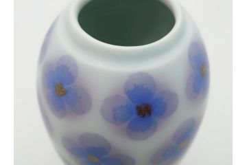 佐倉焼　上瀧勝治　葆光布染彩磁　しっとりとした味わい深さが魅力の壺(共箱付き、花瓶、花器、勝山窯、葆光磁)(R-061965)