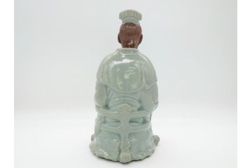 希少　中国?　古玩　青磁　唐人　人物像(人形、置物、唐物?、芭蕉扇?)(R-061967)