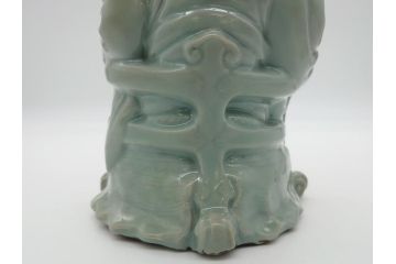 希少　中国?　古玩　青磁　唐人　人物像(人形、置物、唐物?、芭蕉扇?)(R-061967)