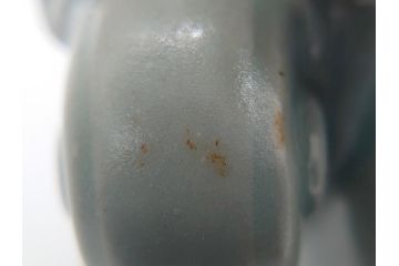 希少　中国?　古玩　青磁　唐人　人物像(人形、置物、唐物?、芭蕉扇?)(R-061967)