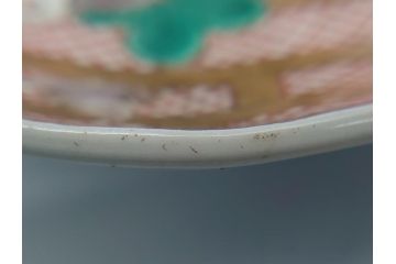 明治期　伊万里　色絵　金襴手　角冨　松鶴図　色彩鮮やかな吉祥図が目を引く皿(大8寸　約24cm・小7寸　約21.5cm)2枚セット(八寸、七寸、角富、和食器、和皿)(R-061971)