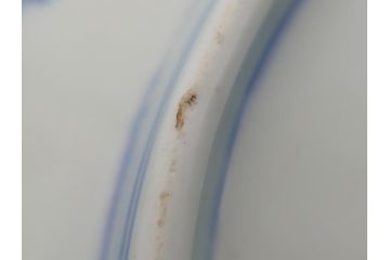 明治期　伊万里　色絵　金襴手　角冨　松鶴図　色彩鮮やかな吉祥図が目を引く皿(大8寸　約24cm・小7寸　約21.5cm)2枚セット(八寸、七寸、角富、和食器、和皿)(R-061971)