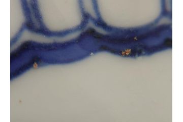 染付　捻文　蝙蝠に牡丹の図　9.4寸皿　約28.5cm　捻じりの模様が印象的な大皿(九寸四分、変形皿、和食器、和皿)(R-061972)