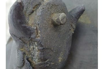 古銅　玉獅子　香炉　勇ましく異彩を放つ表情に惹きつけられる獅子の置物(中国?、仏具、インテリア、ディスプレイ)(R-061977)