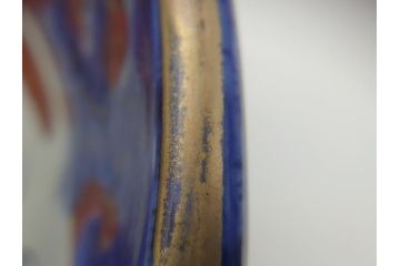江戸期　古伊万里　色絵　染付　山水文　1尺皿　約31.5cm　藍色の濃淡で表現された図が魅力的な深鉢(一尺、深皿、和食器、和皿)(R-061979)