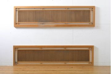 アンティーク建具　凛とした和の雰囲気漂う筬欄間2枚セット(明かり取り、明り取り)(R-061984)