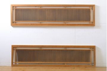 アンティーク建具　凛とした和の雰囲気漂う筬欄間2枚セット(明かり取り、明り取り)(R-061984)