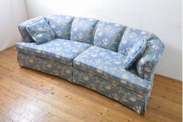中古　DREXEL HERITAGE(ドレクセルヘリテイジ)　エレガントなデザインとクラシカルな柄が目を惹く三人掛けソファ(3人掛け、3P、トリプルソファ)(R-061985)