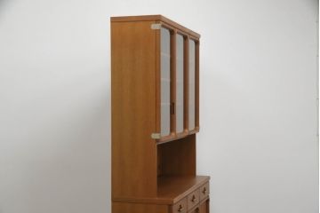 和製ビンテージ　日田工芸　マキシムシリーズ　絶版品　チーク材　ローズウッド材　北欧スタイルやナチュラルテイストのお部屋におすすめの食器棚(収納棚、戸棚、飾り棚、カップボード、キャビネット、引き出し、ヴィンテージ)(R-062004)