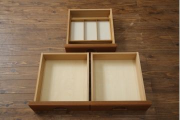 和製ビンテージ　日田工芸　マキシムシリーズ　絶版品　チーク材　ローズウッド材　北欧スタイルやナチュラルテイストのお部屋におすすめの食器棚(収納棚、戸棚、飾り棚、カップボード、キャビネット、引き出し、ヴィンテージ)(R-062004)