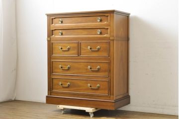 中古　特注品　DREXEL HERITAGE(ドレクセルヘリテイジ)　Triune(トライユン)　気品溢れるエレガントなマホガニー材製チェスト(引き出し、サイドチェスト、サイドボード)(R-062007)