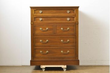 中古　特注品　DREXEL HERITAGE(ドレクセルヘリテイジ)　Triune(トライユン)　気品溢れるエレガントなマホガニー材製チェスト(引き出し、サイドチェスト、サイドボード)(R-062007)