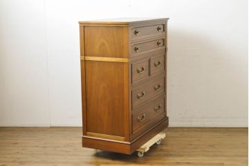 中古　特注品　DREXEL HERITAGE(ドレクセルヘリテイジ)　Triune(トライユン)　気品溢れるエレガントなマホガニー材製チェスト(引き出し、サイドチェスト、サイドボード)(R-062007)