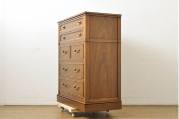 中古　特注品　DREXEL HERITAGE(ドレクセルヘリテイジ)　Triune(トライユン)　気品溢れるエレガントなマホガニー材製チェスト(引き出し、サイドチェスト、サイドボード)(R-062007)