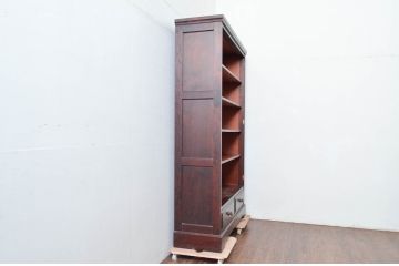 中古　北海道民芸家具　ブックケースリメイク　和洋どちらのお部屋にも馴染むオープンラック(オープンシェルフ、ブックシェルフ、本棚、書棚、収納棚、飾り棚、陳列棚、ディスプレイラック)(R-062011)