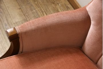 中古　美品　DREXEL HERITAGE(ドレクセルヘリテイジ)　可愛らしい色合いと上品な佇まいが魅力的なイージーチェア&オットマンセット(1人掛けソファ、1Pソファ、アームチェア、フットスツール)(R-062015)