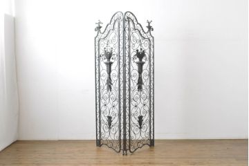中古　美品　イギリス製　MAITLAND-SMITH(メートランドスミス)　ヨーロピアンクラシックなデザインがお洒落なパーテーション(間仕切り、衝立て、つい立て)(定価約50万円)(R-062017)