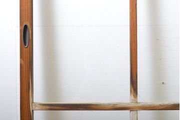 アンティーク建具　ゆらゆらガラス　昭和レトロな雰囲気漂うガラス戸4枚セット(格子戸、引き戸)(R-062028)