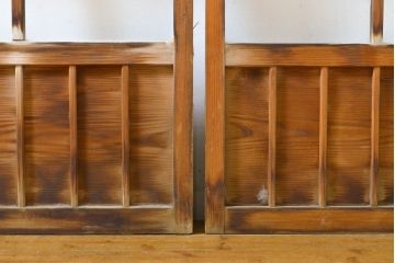アンティーク建具　ゆらゆらガラス　昭和レトロな雰囲気漂うガラス戸4枚セット(格子戸、引き戸)(R-062028)