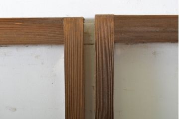 アンティーク建具　ゆらゆらガラス　昭和レトロな雰囲気漂うガラス戸4枚セット(格子戸、引き戸)(R-062028)
