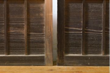 アンティーク建具　ゆらゆらガラス　昭和レトロな雰囲気漂うガラス戸4枚セット(格子戸、引き戸)(R-062028)