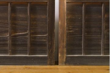 アンティーク建具　ゆらゆらガラス　昭和レトロな雰囲気漂うガラス戸4枚セット(格子戸、引き戸)(R-062028)