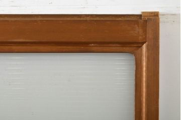 アンティーク建具　モール・ゆらゆら・ダイヤガラス　シンプルながらも丁寧に面取りされたガラス戸2枚セット(引き戸、建具)(R-062029)