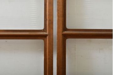 アンティーク建具　モール・ゆらゆら・ダイヤガラス　シンプルながらも丁寧に面取りされたガラス戸2枚セット(引き戸、建具)(R-062029)