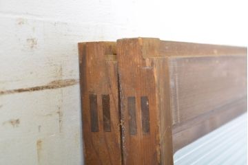 アンティーク建具　モール・ゆらゆら・ダイヤガラス　シンプルながらも丁寧に面取りされたガラス戸2枚セット(引き戸、建具)(R-062029)