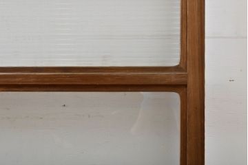 アンティーク建具　モール・ゆらゆら・ダイヤガラス　シンプルながらも丁寧に面取りされたガラス戸2枚セット(引き戸、建具)(R-062029)